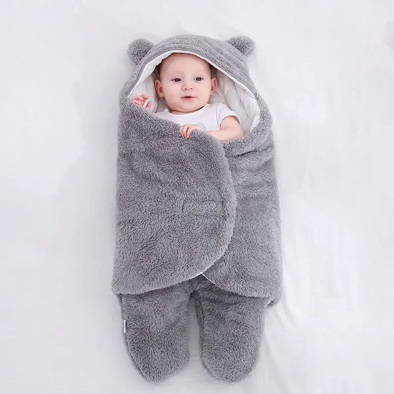 

Newborn Sleeping Wrap Swaddle Baby Cotton Plush Boys Girls Cute Receiving Blanket Sleeping Bag Sleep Sack (0-9 Month)