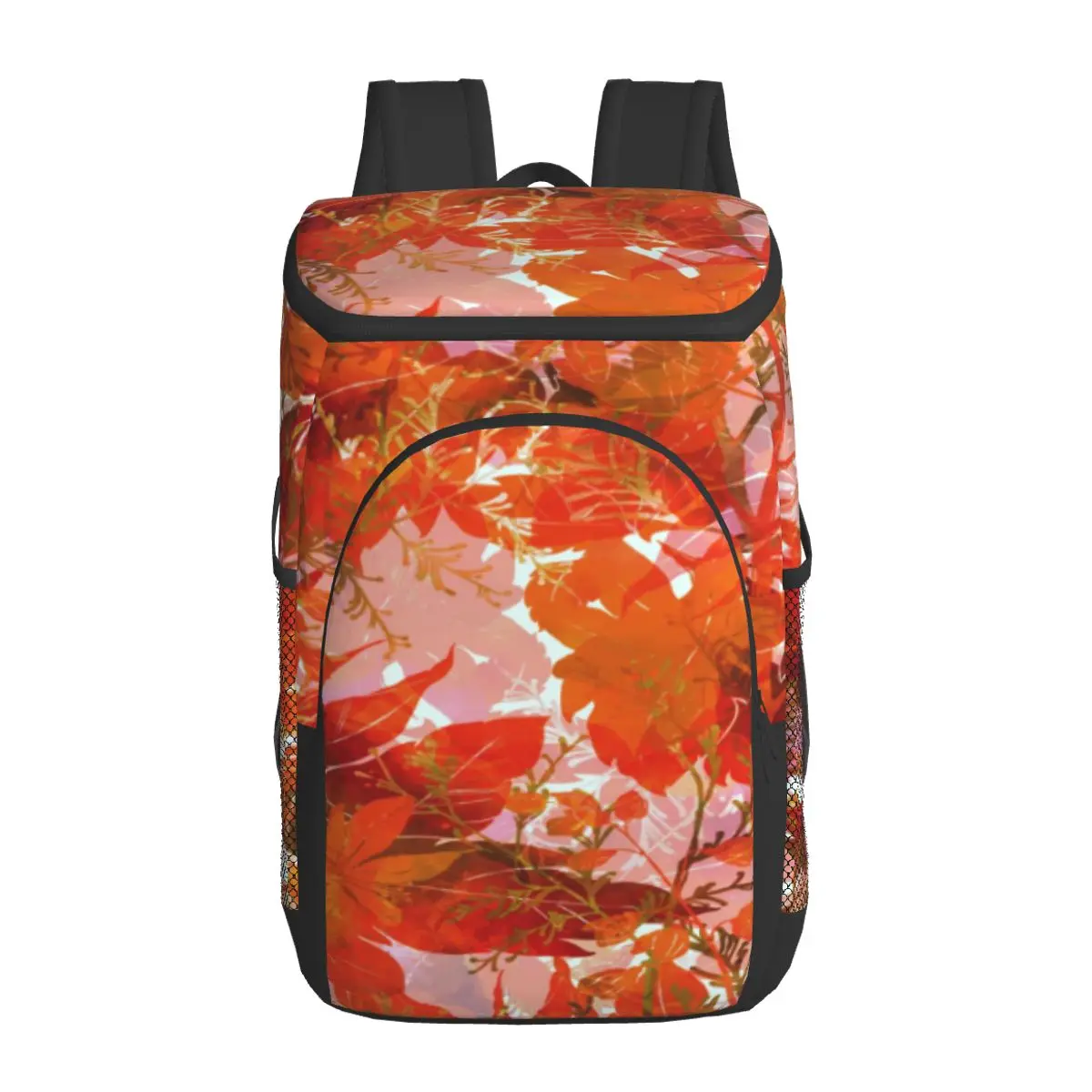 thermal backpack abstract orange autumn plants waterproof cooler bag large insulated bag picnic cooler backpack refrigerator bag free global shipping