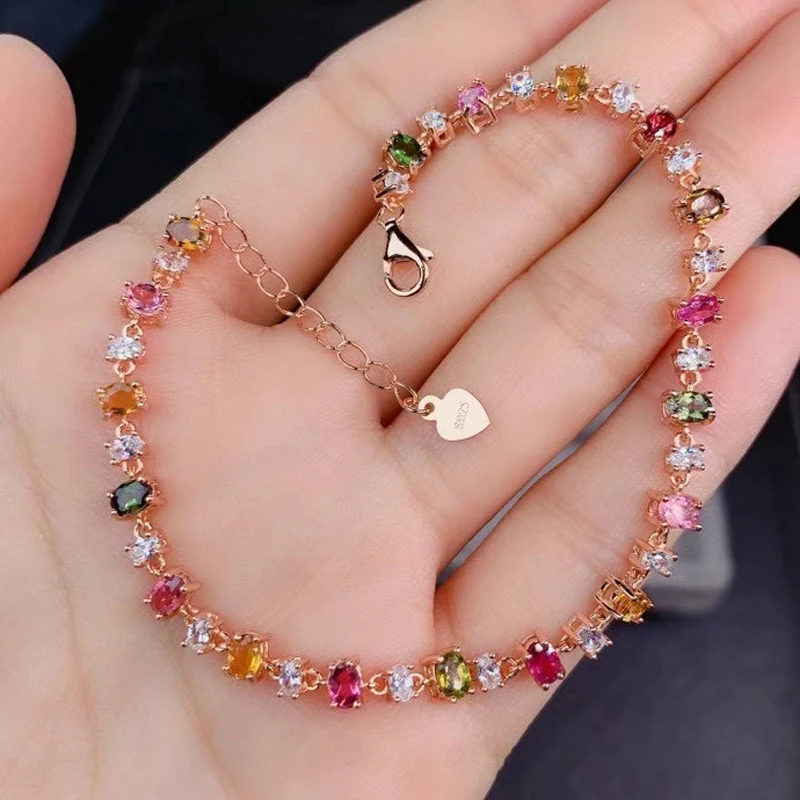 

Браслет женский из серебра 925 пробы, с натуральным турмалином