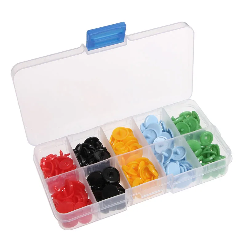 

50PCS Snaps Fasteners Press Studs Dummy Clips 12MM Mixed Colour Resin Plastic C63C