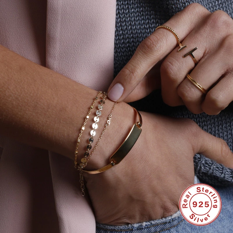 Женский минималистский Браслет-цепочка из серебра 925 пробы | Украшения и