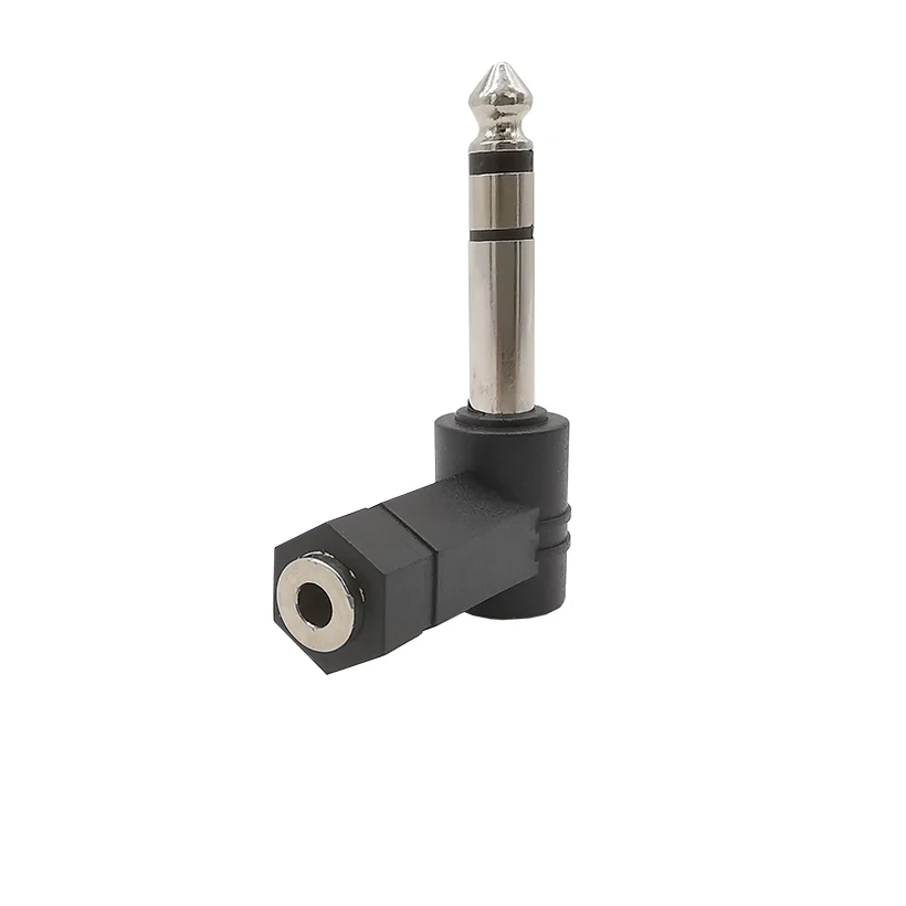 1/2Pcs 90 Degree Right Angle 1/4 Inch 6.35mm Male to 3.5mm Female Stereo Plug Audio Adapter 3.5 6.35 Connector Converter - купить по