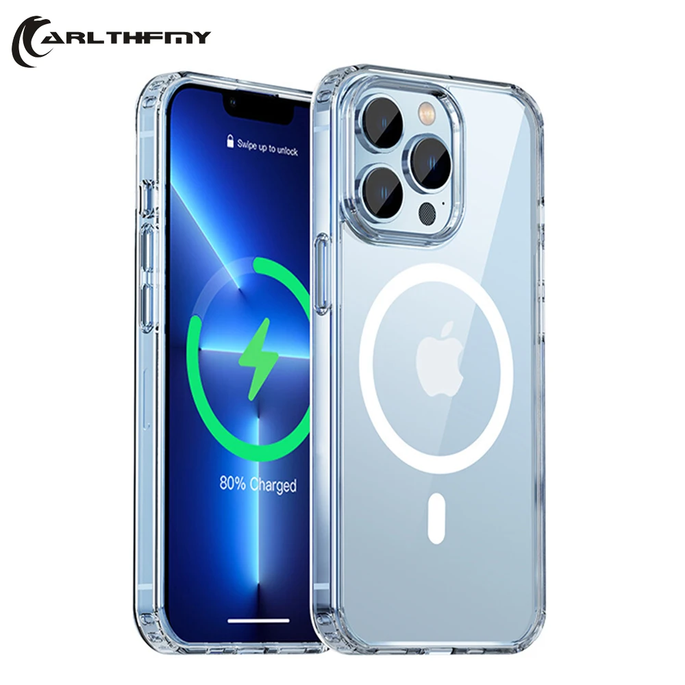 

For iPhone 13 Pro Max Case For Magsafe HD Clear Cover For iphone 12 11 Pro Max Magnetic Wireless Charging Shockproof Phone Case