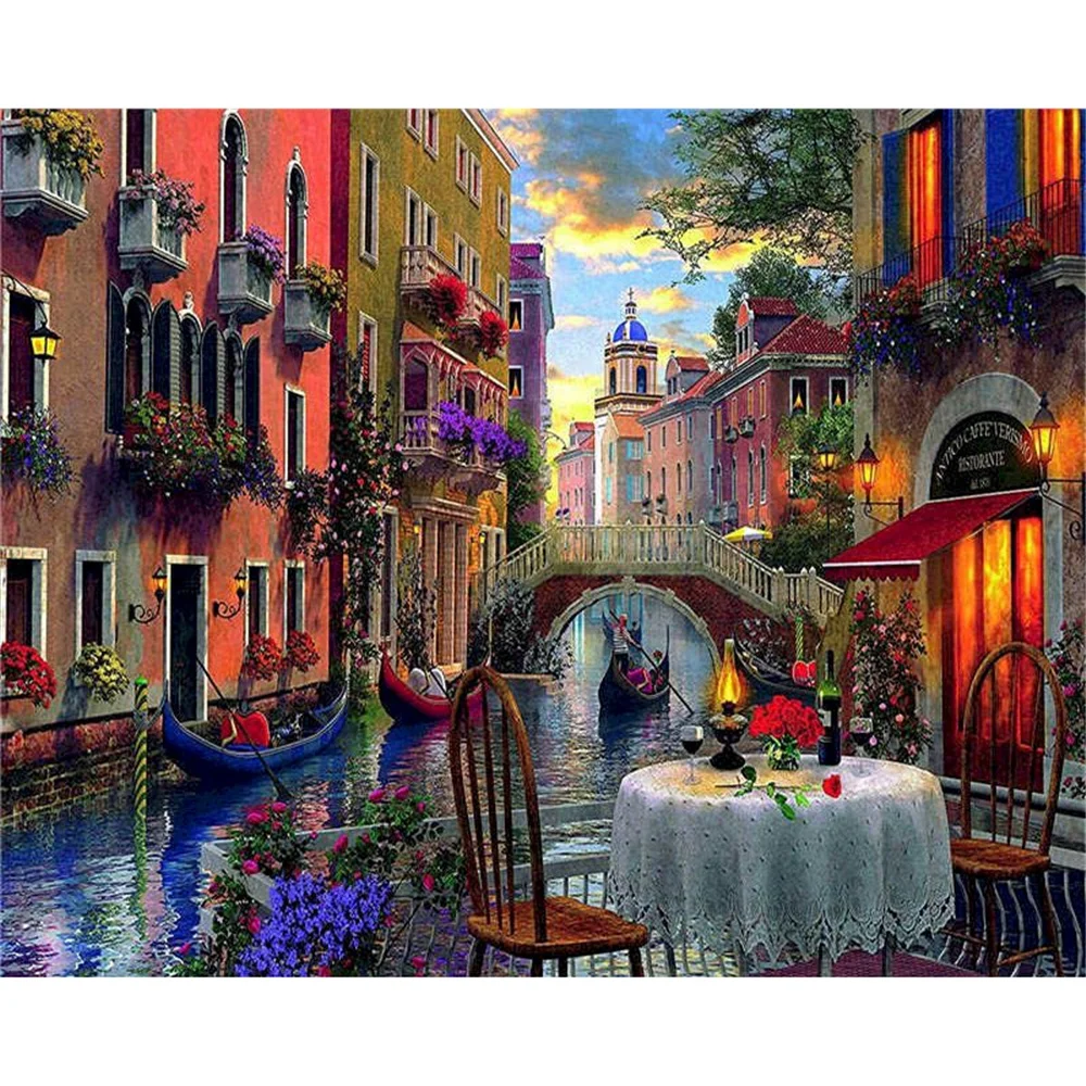 

Landscape Night DIY Cross Stitch 11CT Embroidery Kits Needlework Craft Set Printed Canvas Cotton Thread Home Design