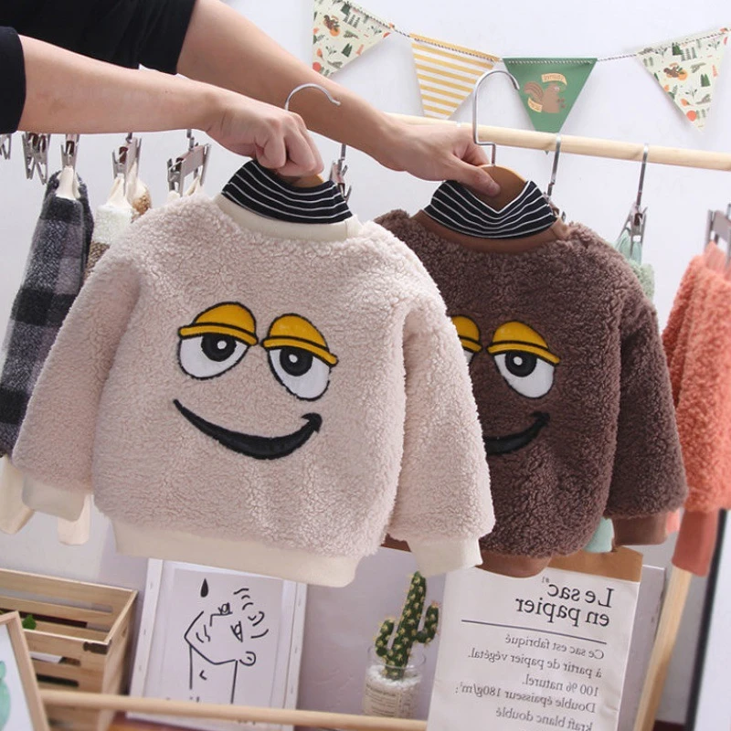 

Boys' Girls' Hoodies Sweatshirts Baby's Kids Outwear 2021 Beautiful Plus Velvet Thicken Winter Autumn Top Cotton Children's Clot