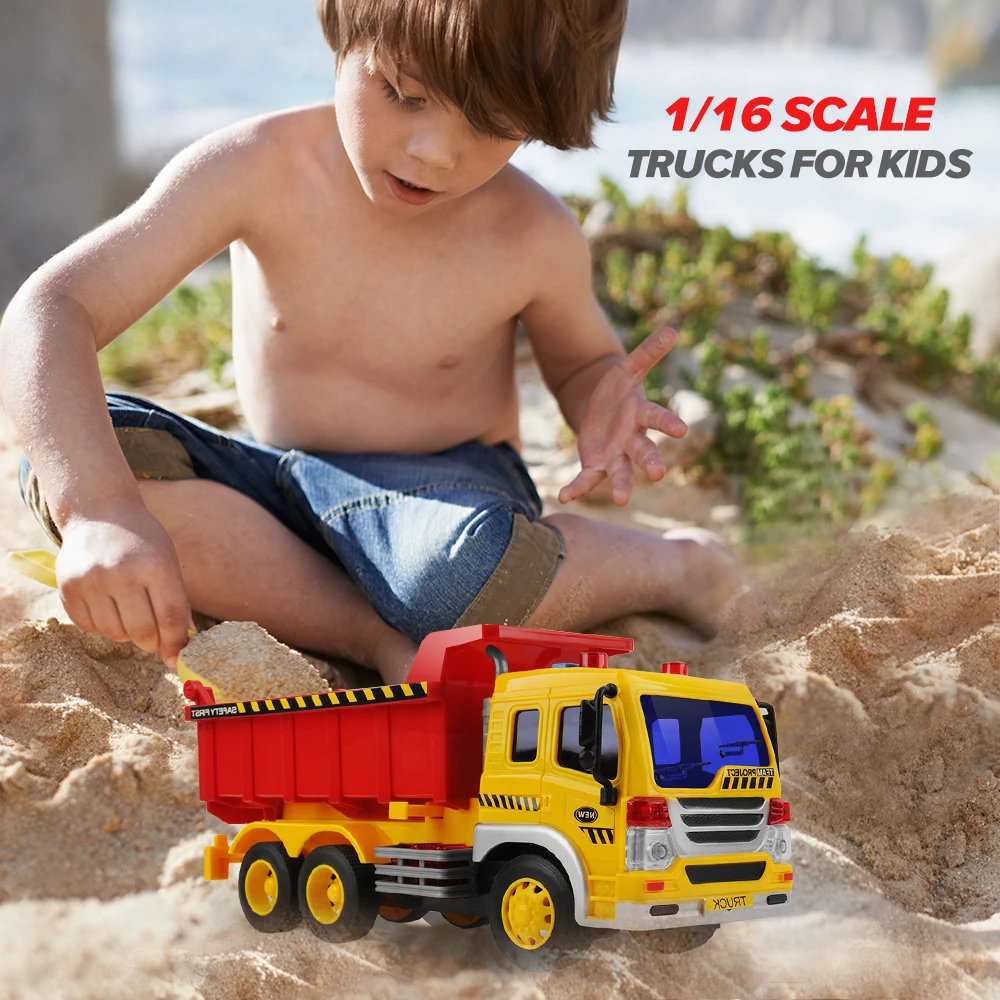 1/16 фрикционный самосвал игрушечный автомобиль с огнями и музыкальной