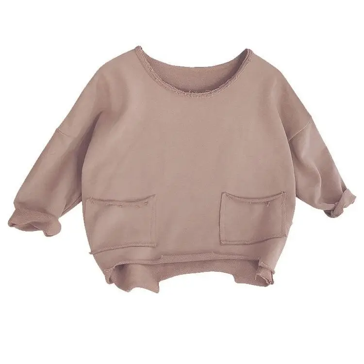 

Топ, Корейская свободная футболка с рукавом летучая мышь, женская осенняя одежда с длинными рукавами для девочек, новая детская художествен...