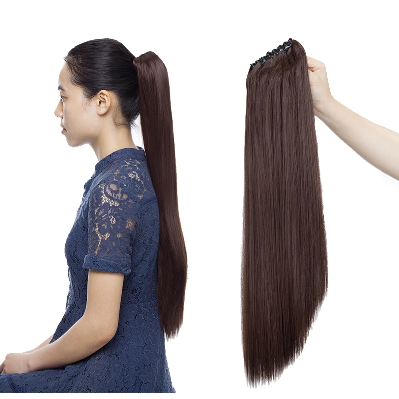 Женский коготь в виде конского хвоста удлиненный синтетический конский