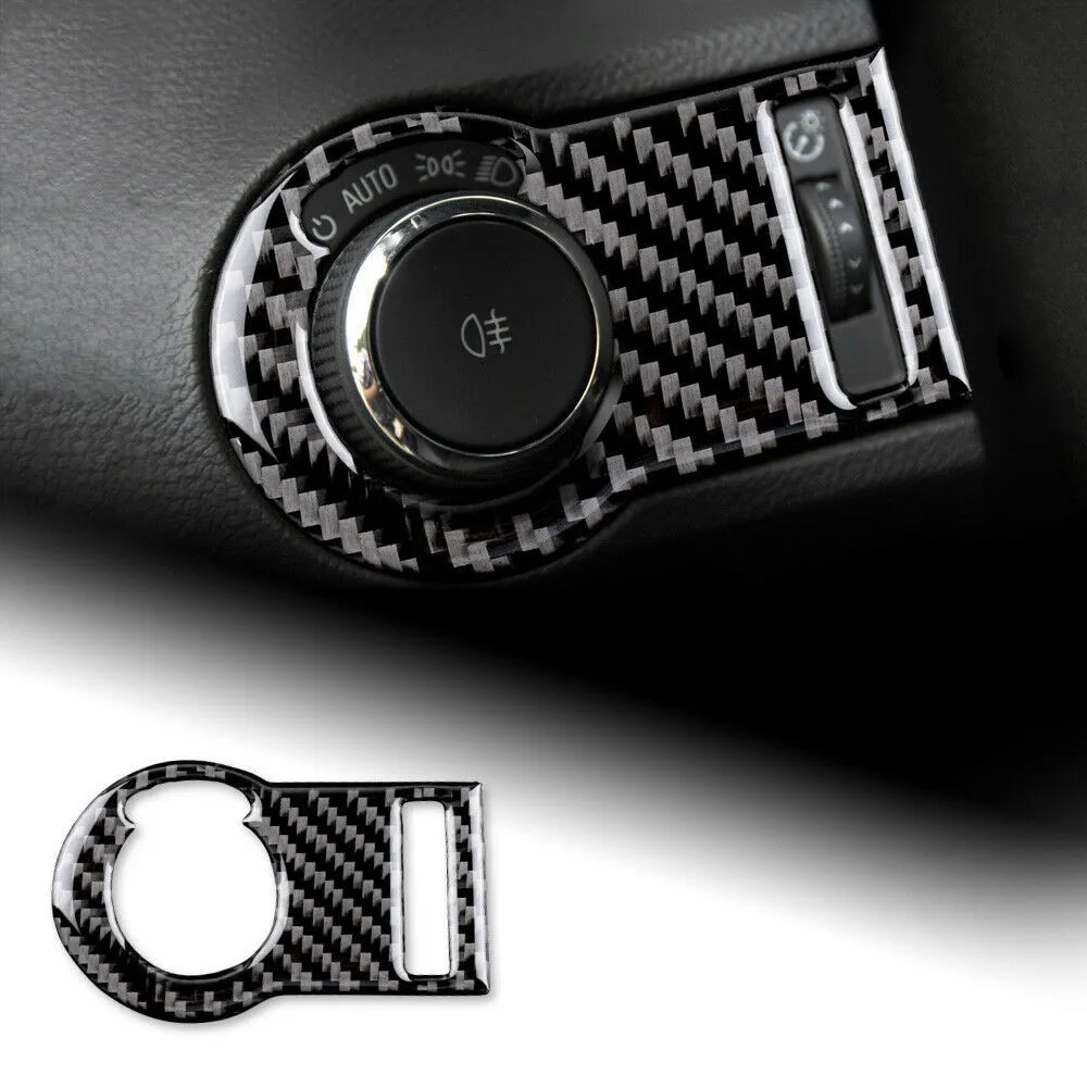 

1PCS Button Cover Accessories Headlight Switch Car Sticker Carbon Fiber