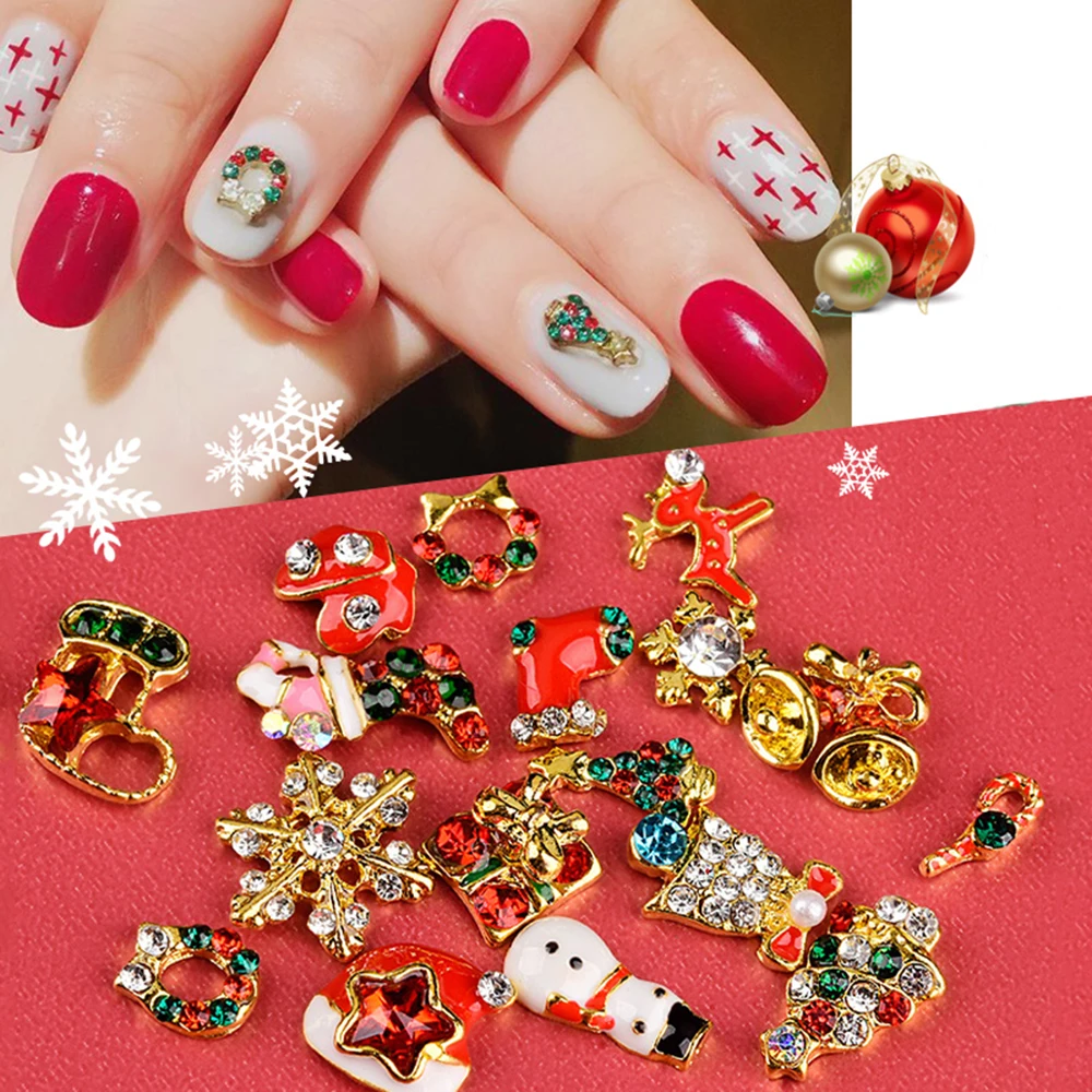 3D красные стразы s украшения для дизайна ногтей Рождественская серия маленький