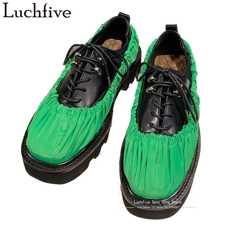 Туфли женские на шнуровке эластичные плоская подошва круглый носок мюли