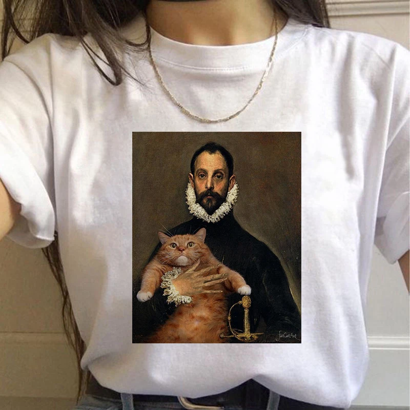 Harajuku Mona Lisa Футболка женская Эстетическая рубашка Ullzang Винтажная 90s Новая модная