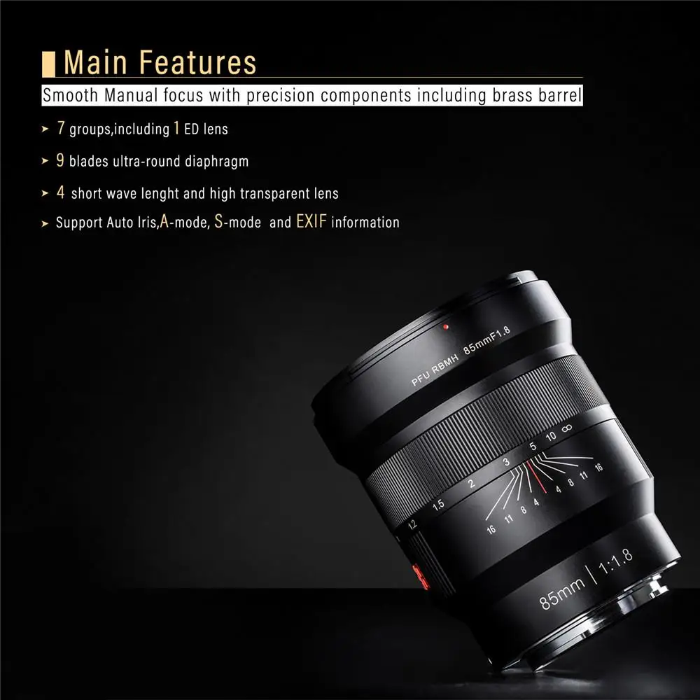VILTROX 85 мм f/1,8 полнорамный ручной объектив с фиксированным фокусом F1.8 объектив для камеры sony NEX E A9 A7M3 A7R Fujifilm FX-mount