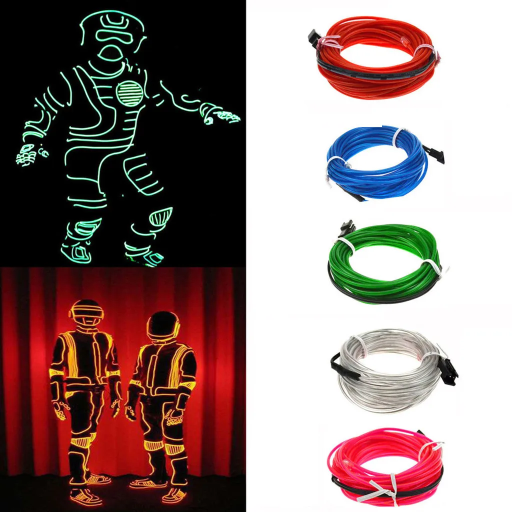 Новый горячий гибкий светодиодный светильник EL Wire String Strip Rope светящийся Декор