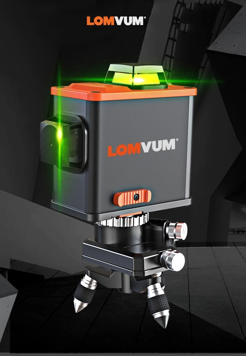 LOMVUM 12 линий 3D Osram лазерный уровень самонивелирующийся 360 degre горизонтальный и вертикальный крест лазерный рычажный штатив