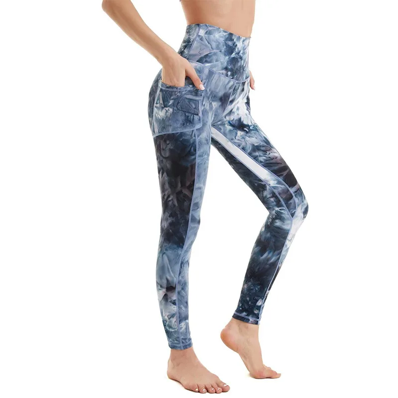 

Women Yoga Pants High Waist Leggings Tie-Dye Ladies Pocket Sexy Leggins Summer Running Solid Color Gym Clothing Gymwear 2021 Ne