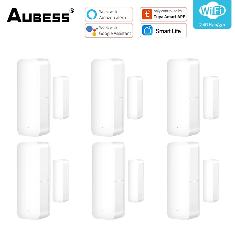 

Aubess Tuya WiFi Door Sensor Door Window Open / Closed Detectors WiFi App Notification Alert/Sound Security Alarm Home Security