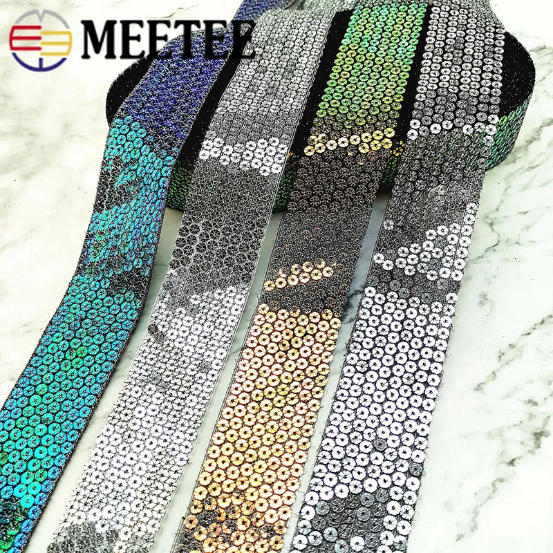 

9Meters 4cm Eco-Friendly Mesh Sequins Lace Trims Embroideried Laces Ribbons Fabric For Stage Dance Dress DIY Sewing Accessories