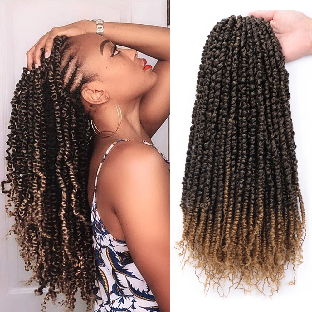 

ONYX 18"Pre Twisted Passion Twist Synthetic Twists Crochet Hair Long Ombre Braids Crotchet Braid Fluffy Braiding Hair Extension