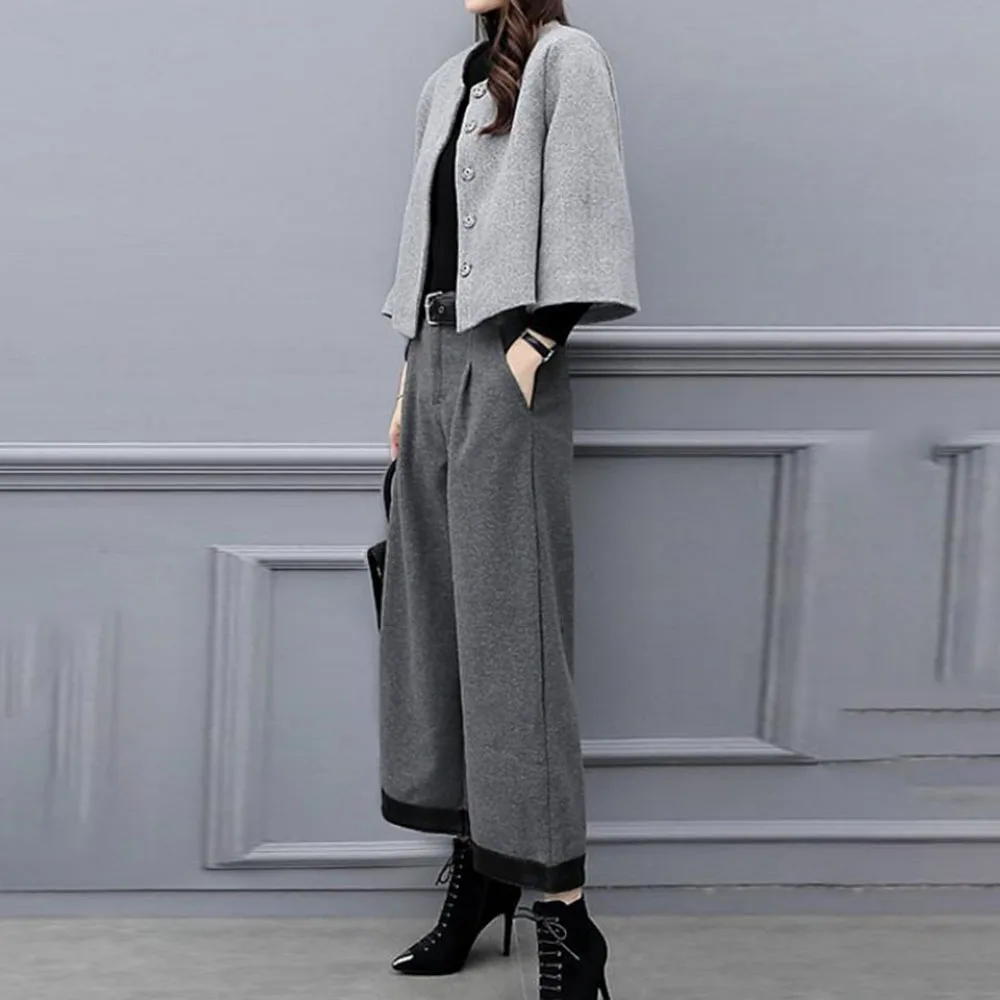 Женский комплект из двух предметов осень 2019 шерстяное Короткое пальто длинные