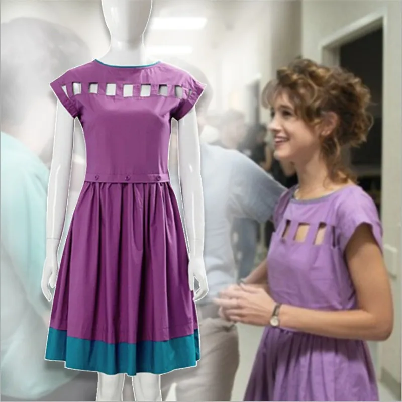 Очень странные дела Сезон 3 Косплей Нэнси Wheeler фиолетовое платье Комбинезоны