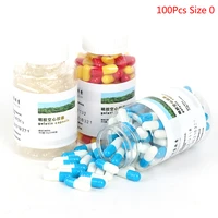 100pcs empty hard gelatin capsule size 0 transprentredyellowbluewhite kosher gel medicine pill vitamins with box