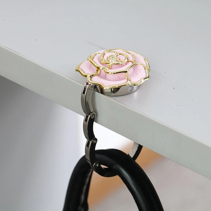 

1Pc Rose folding bag handbag tote table hanger hook holder purse hanger