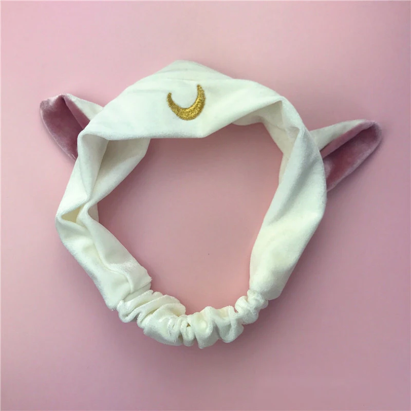 Sailor Moon повязка для волос с кошачьими ушками, ремень для мытья волос для йоги, ремешок для волос из кораллового флиса, эластичная повязка для волос, аксессуары для волос