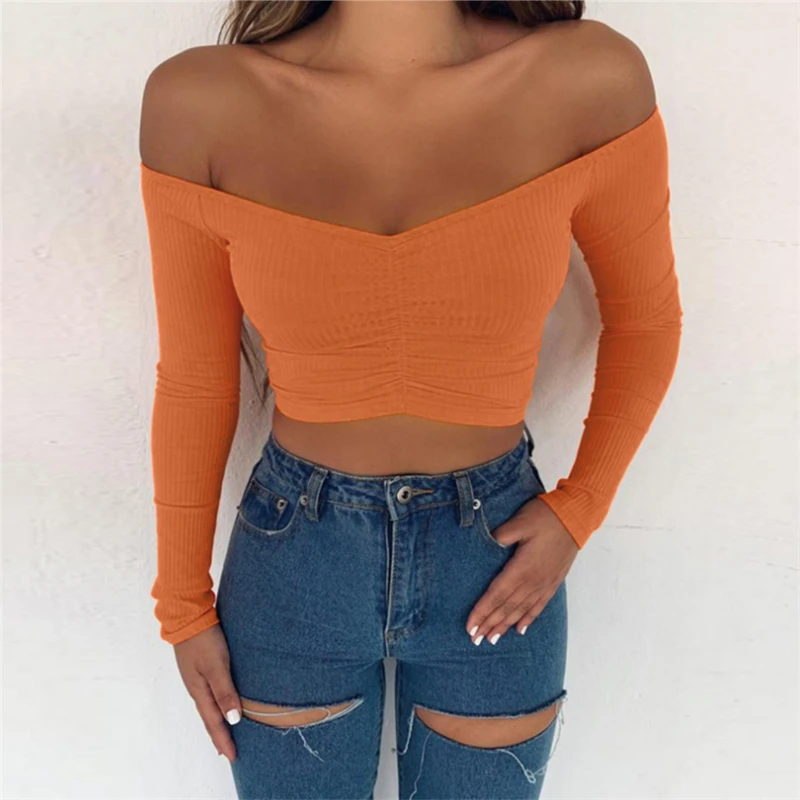 Майка женская летняя с открытыми плечами и длинным рукавом | Женская одежда