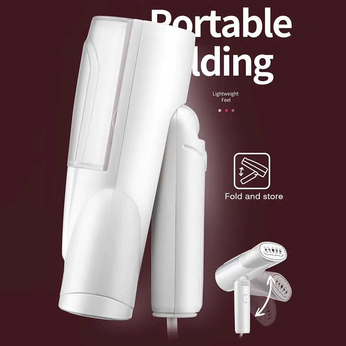 

800W Handheld Iron Steam 3 Speed Folding Clothes Steamer Electric Fabric Laundry Steamer Brush for Home Travel EU Plug