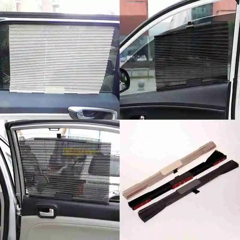 

46cm Auto Retractable Pleated Curtains for Cars Window Sun Shade Roller Blind Screen Protector Protection Kids 3 Color