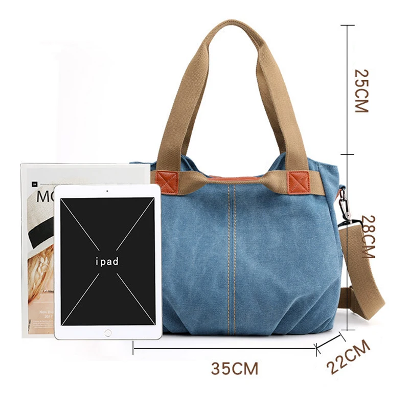 

Babylili Women Shoulder Bags Anti-theft Lady Canvas Tote Casual Handbag Large Capacity Female Crossbody Bags Multiple Pockets