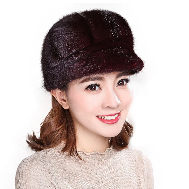 

Russian Autumn And Winter Women's Fur Hat Real Full Fur Hat 2019 Elegant Women's Beret