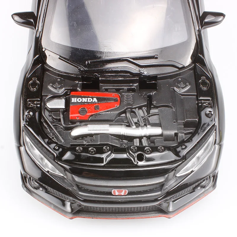 Модель автомобиля Hottoy 1:32 из сплава, миниатюрная Honda Civic Type-R Racing JDM для детей, литый металлический автомобиль, сборный подарок на день рождения