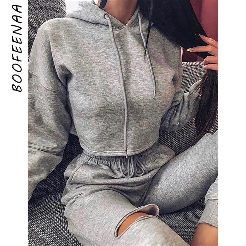 BOOFEENAA повседневный спортивный костюм женский из двух предметов Топ и штаны с