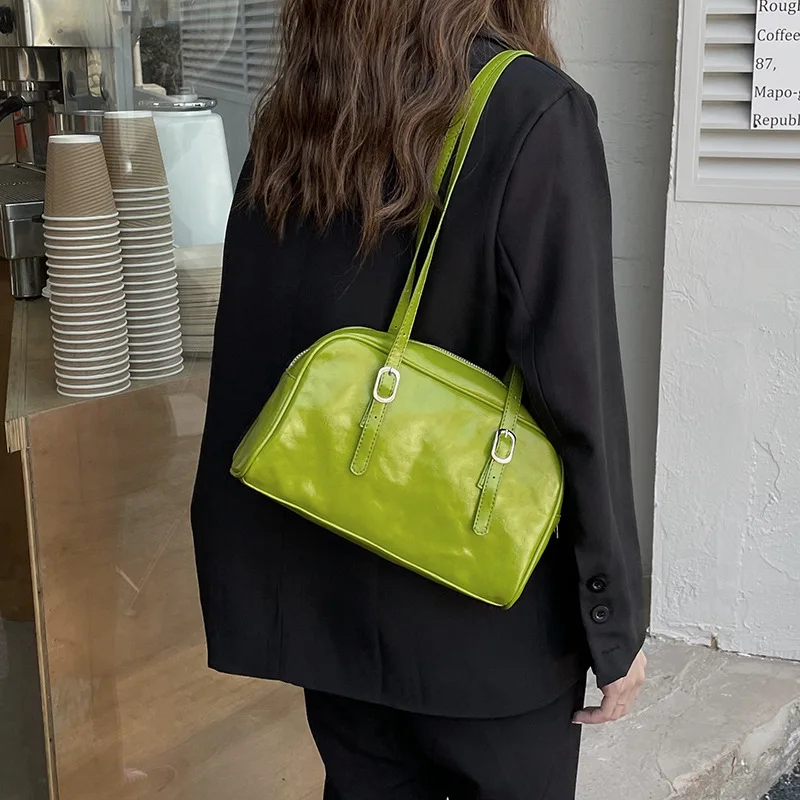 

Spring Green Shoulder Bag Niche Casual Underarm Bag Korean Ins Bag 2021 New All-Match Commute Women's Bag