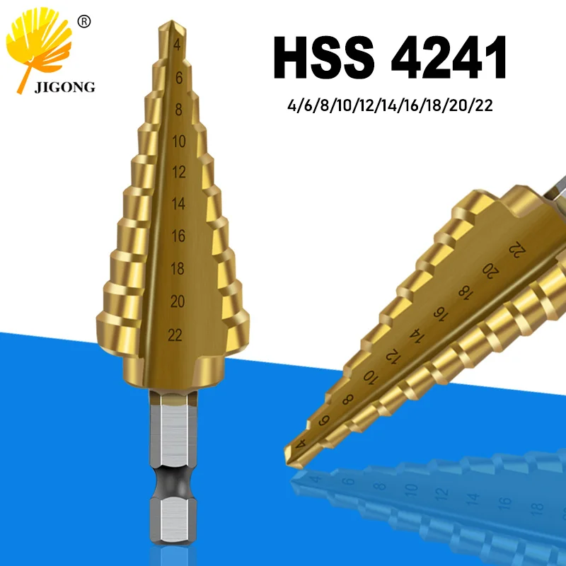 4-22 HSS Step Drill Bit Straight Groove Titanium Coated Wood Metal Hole Cutter 4241 High Speed Steel Core | Инструменты