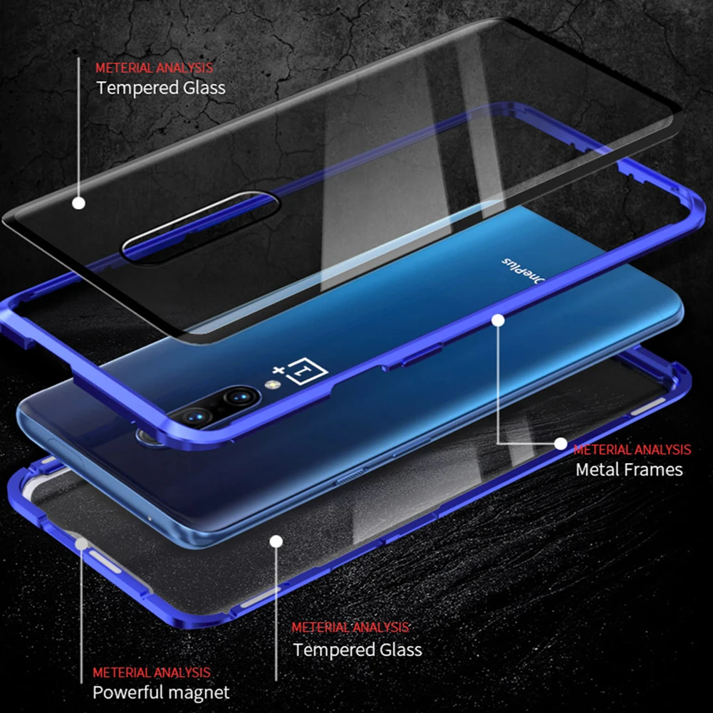 360 Полный Магнитный адсорбционный чехол для OnePlus 7 Pro металлический магнит бампер
