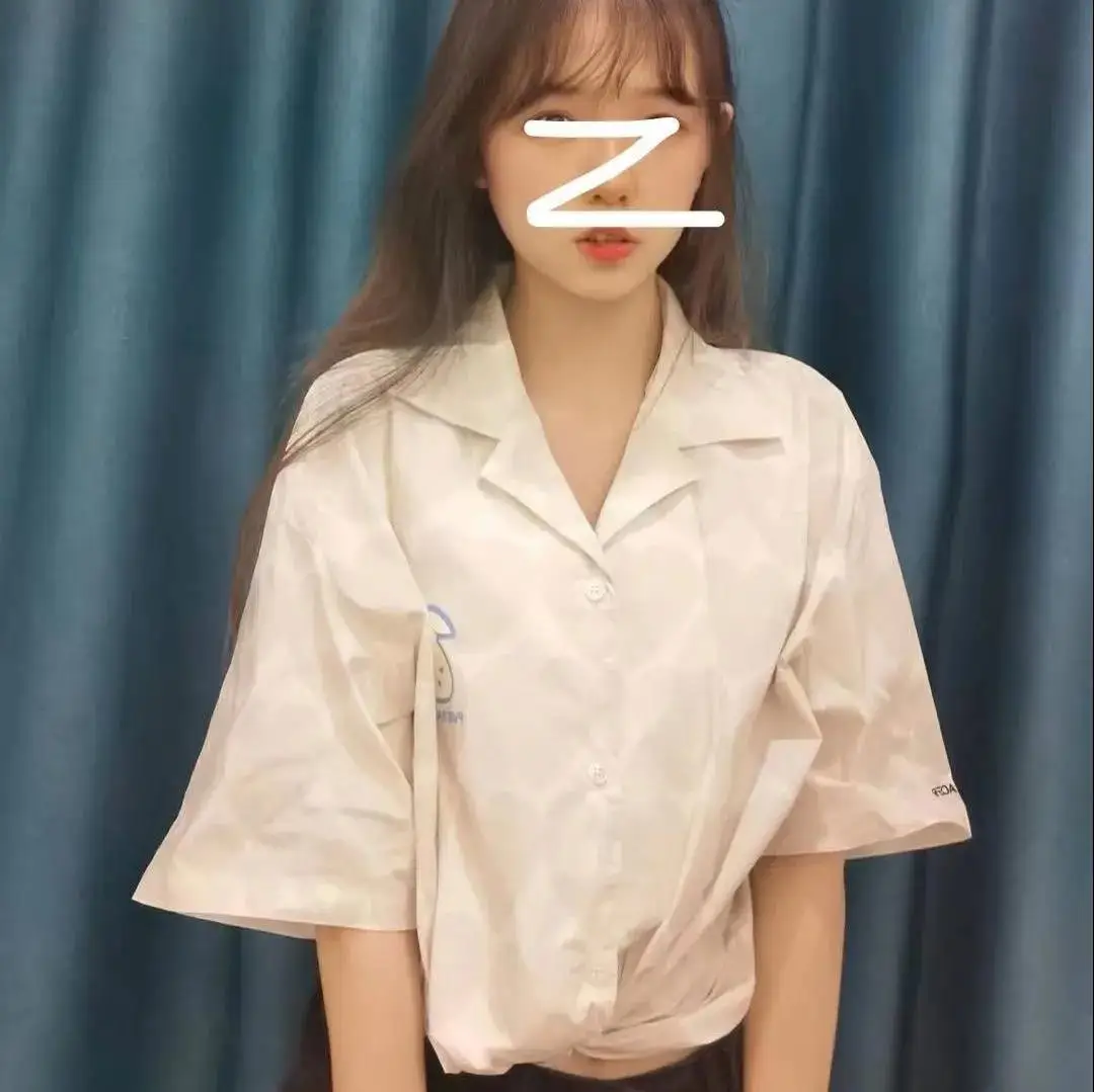 

Cute Rabbit Print Shirt Girl Funny Summer White Shirt Women Korean Kawaii Loose Tops Japanese Clothes Half Sleeve Harajuku Shirt