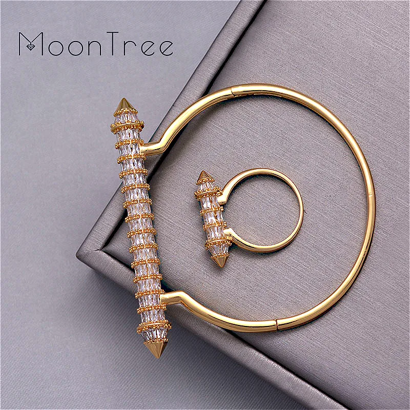 Женское кольцо в форме гвоздя MoonTree роскошное свадебное класса ААА с кубическим