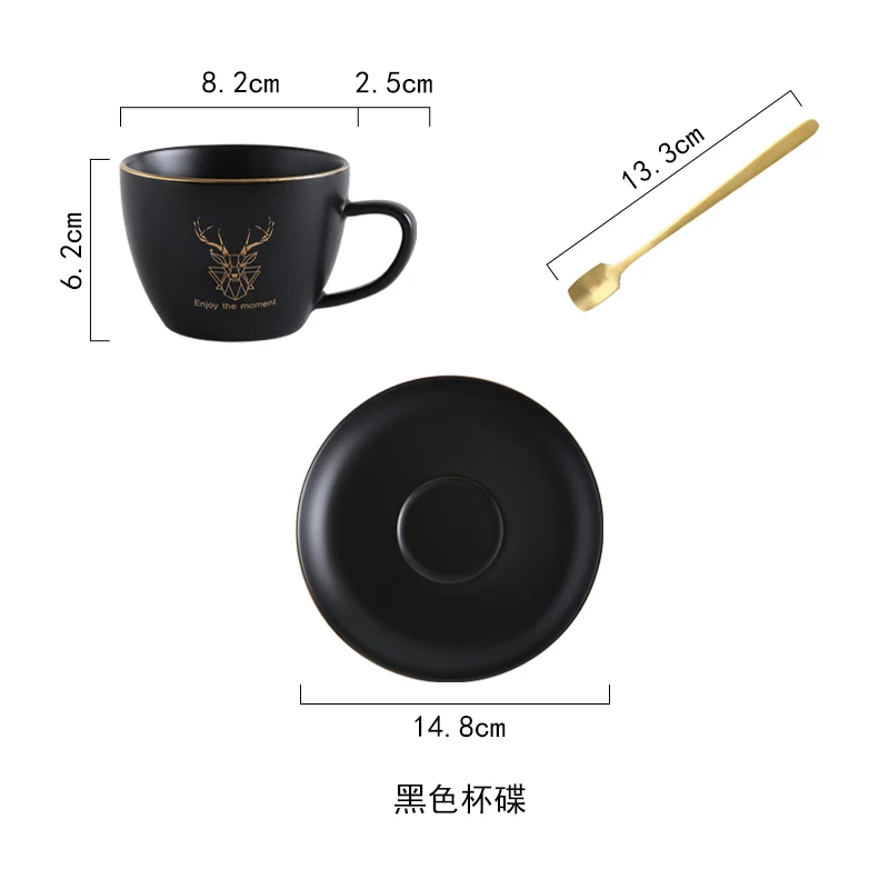 

Luxury Gold Rim Ceramic Office Coffee Cup And Saucer Set Milk Tea Mugs Birthday Couples Gifts Friends With Spoon