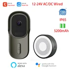 Tuya Smart Battery Video Doorbell Camera 1080P 170 12-24V ACDC Проводная камера дверного звонка Двусторонняя аудио работает с Alexa Google