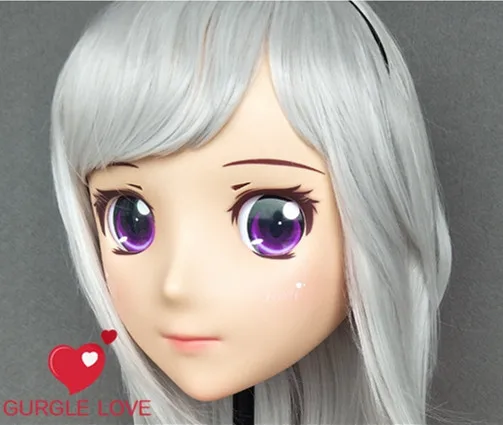 

(DM143) Женская милая девочка резиновая полуголовая маска кигуруми с BJD глазами Косплей японское аниме ролевая маска Лолиты Трансвестит кукла