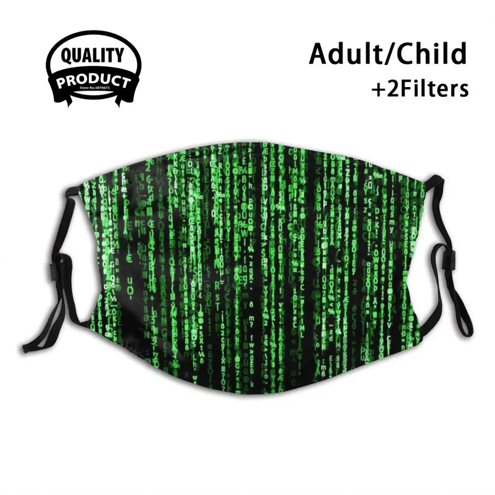 

Маска для лица Matrix Code моющаяся с фильтром, для лета, лидер продаж, матрица, Neo Code Morpheus