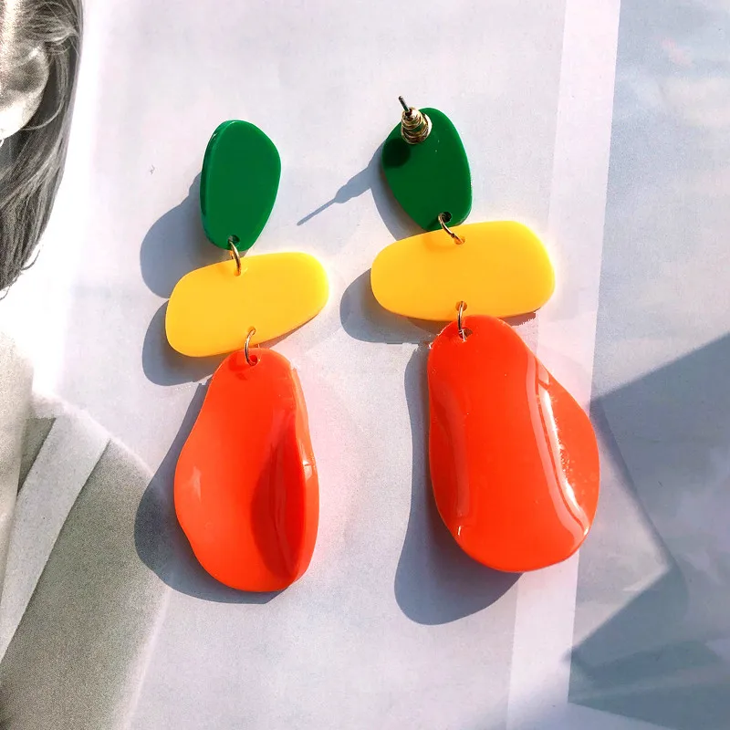 Серьги-подвески из акрила женские длинные висячие украшения неправильной формы