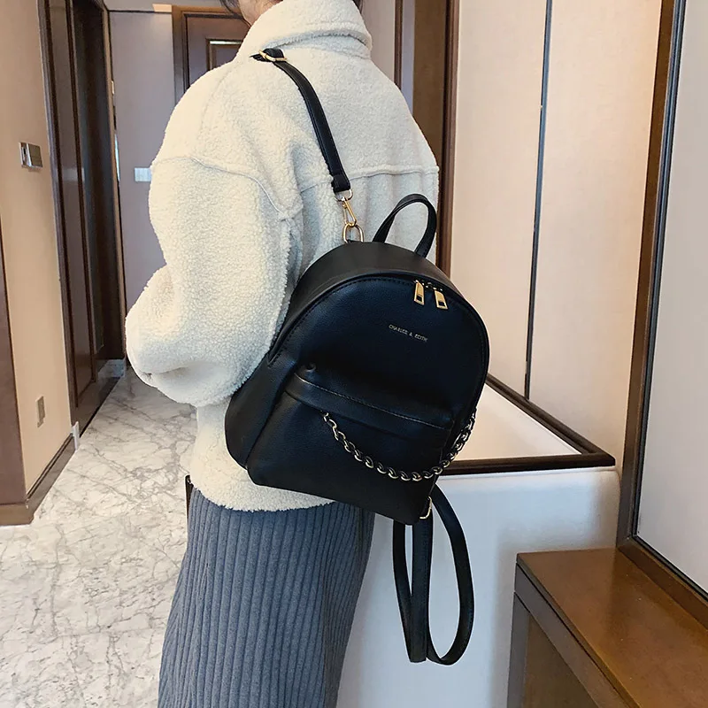 

Роскошный дизайнерский мини-рюкзак для женщин, Модный Маленький милый кожаный дорожный ранец на цепочке, сумочка-кошельки