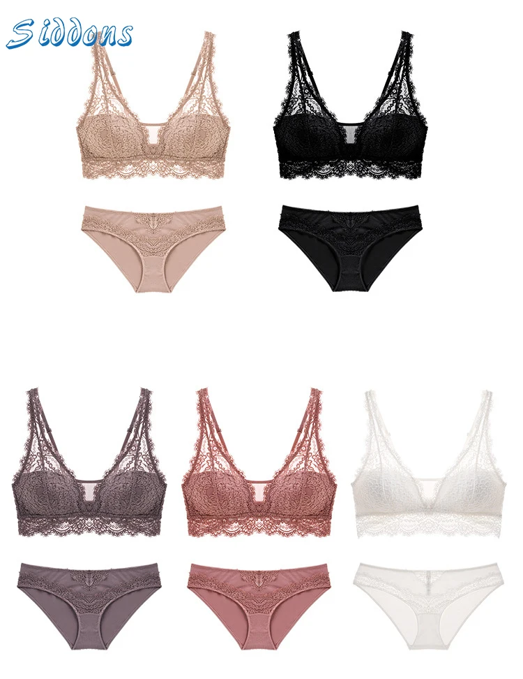 

SIDDONS Sexy Women Bra Ladies Push Up Lace Lingerie Panties suits Jacquard Breathable Sexy Bra Brassiere Underwear Fast Shipping