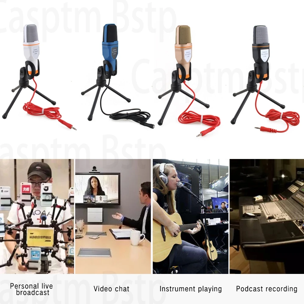

Wired Condenser Microphone for Computer Microphone Karaoke Home Studio Live Broadcast and Singing 3.5mm Audio With Holder Stand