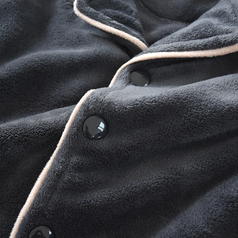 2PC Winter Thick Flannel Men Pajamas Sets Thermal Warm Long Sleeve Trousers Male Homewear Pants Plus Size Coral Fleece Sleepwear