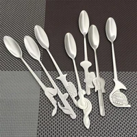 7pcs creative coffee tea spoon music symbol long handle stainless steel spoons drinking tools kitchen gadget flatware tableware